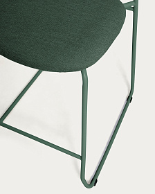 Полубарный стул Meli из зеленой синели с металлическими ножками, 65 см