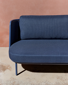 Уличный 3-местный диван Sedalis из алюминия и синей веревки 210 см