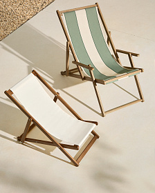 Vilara Складной шезлонг для улицы в полоску зеленого и бежевого цвета