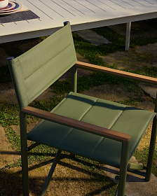 Складной уличный стул Tisno из зеленого алюминия и зеленого текстиля