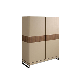 Высокий буфет 3276 из кожи, ореха и полированной стали