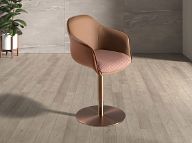 Поворотный стул 4235 из терракотово- бежевой ткани и коричневой экокожи