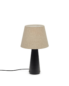 Torrent Металлическая настольная лампа с черной отделкой и льняным абажуром
