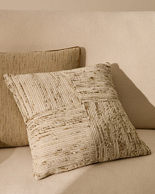 Чехол для подушки Anuba из жаккардовой ткани в бежевую и зелёную клетку 45 x 45 см