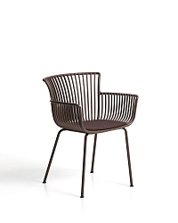 Уличный стул Surpika из пластика и коричневой стали