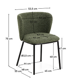Стул Ciselia из темно-зеленого шенилла с ножками из черной стали