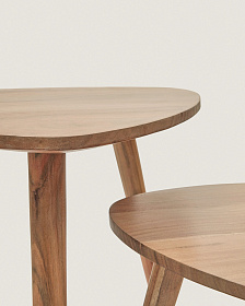 Комплект из 2-х столиков Duvani из массива акации с выбеленной отделкой