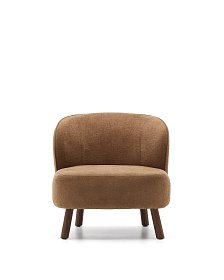 Кресло Ulit из терракотовой синели с ножками из ясеня с отделкой под орех