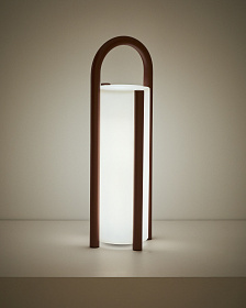 Большая портативная настольная лампа Leros из полиэтилена и стали терракотового цвета