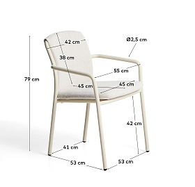 Уличный стул Linosa из бежевого алюминия с бежевой подушкой