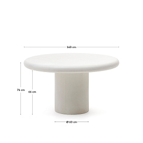 Addaia Круглый стол из белого цемента Ø140 см