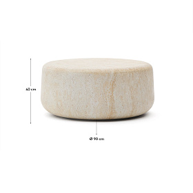 Цементный столик Drasi с отделкой под травертин Ø90 см