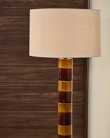 Торшер Mavran из коричневой керамики с хлопковым абажуром