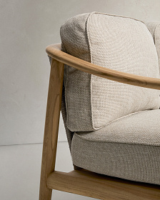 Уличный 2-х местный диван Elunda из тикового дерева и бежевой веревки