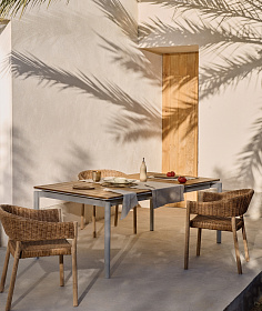 Уличный раздвижной стол Canyelles из полистирола и алюминия светло-серого цвета, 180 (240) x 100