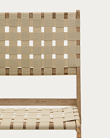 Складное кресло Chabeli из массива акации и шнура кремового цвета