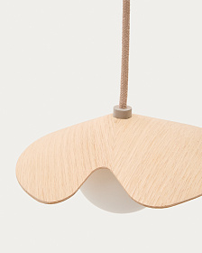 Потолочный светильник Wilara из дуба с шаром из белого матового стекла