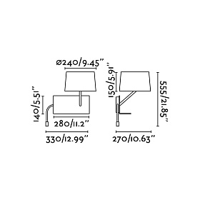 Бра с ридером и полкой Handy белое правое