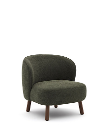 Кресло Ulit из зеленой синели с ножками из ясеня с отделкой под орех