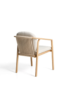 Уличный стул Sirte из алюминия с отделкой под дерево и веревкой цвета экрю