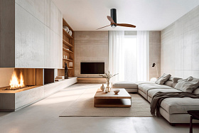 Потолочный вентилятор Tube Fan LED мат. черный/деревянный 128 см