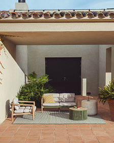 Уличный диван Menfi из массива акации и зеленой веревки, 136 см