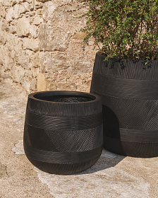 Набор из двух черных кашпо Tival с эффектом цемента, диаметр 50 см/34 см