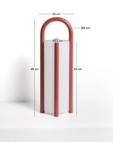 Большая портативная настольная лампа Leros из полиэтилена и стали терракотового цвета