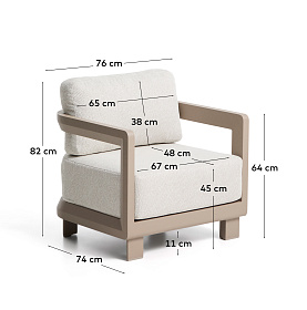 Уличное кресло Nerano из алюминия цвета таупе