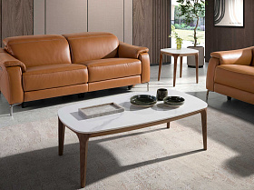 Овальный столик 2132/CT933 из керамики и ореха