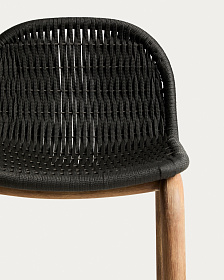 Уличный барный стул Alipa из акации и веревки темно-серого цвета, 75 см