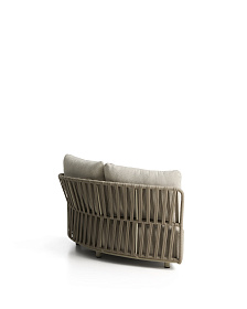 Изогнутый модуль уличного дивана Osani из алюминия экрю и веревки цвета таупе 167 см