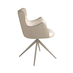 Поворотное кресло 4203 из экокожи кремового и серо-бежевого цвета