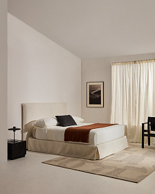 Кровать Jaira из белого шенилла со съемным чехлом для матраса 180x200 см