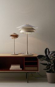 Настольная лампа Overlay T25 коньячное стекло бежевый / медный / бежевый