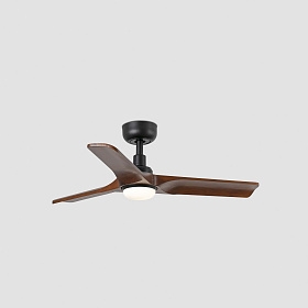 Вентилятор HEYWOOD S Ш900mm черный / темное дерево 3P LED 10W CCT