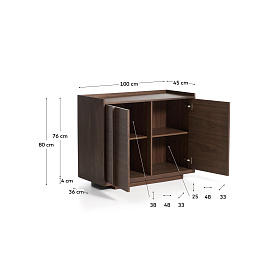 Комод Onix с отделкой из орехового шпона темного цвета, 100 x 80 см