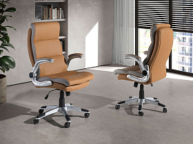 Вращающийся офисный стул 4141/MLM611396 из коричневой экокожи