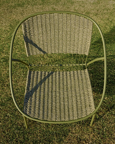 Уличное кресло Atrani из оцинкованной стали и зеленой веревки