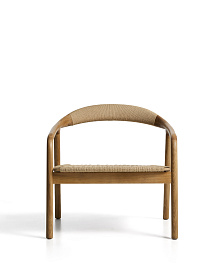 Кресло уличное Derile из дуба с натуральной отделкой и бежевой веревки