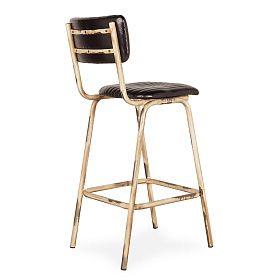 Барный стул Romina из черной кожи с белыми ножками