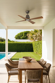 Потолочный вентилятор TYPHOON DC Ш1300MM коричневый 4P древесный IP44 19W 3000K