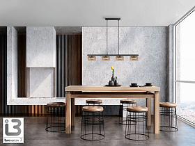 Olaia Подвесной светильник 4L черный/янтарный