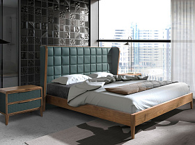 Кровать 7148/CP2305-B из экокожи темно-зеленого цвета