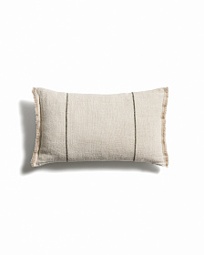 Чехол для подушки Lidore из бежевого льна с зелеными полосами, 30 x 50 см