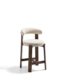 Полубарный стул Granite из бежевого шенилла и ясеня с отделкой орех 65 см