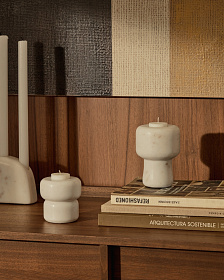 Signe Маленький подсвечник из белого мрамора 8 см