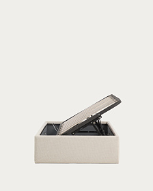 Основание кровати Nelzi с боковым открыванием из шенилла цвета экрю для матраса 90 x 200 см