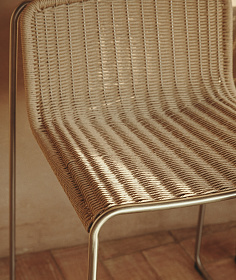 Уличный полубарный стул Tavari из бежевой веревки и стали