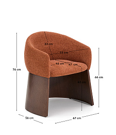 Стул Bosca из терракотовой синели и шпона ореха